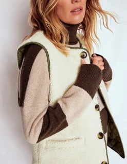 Boden Manteaux & Vestes-Veste sans manches Clerkenwell réversible Vert forêt, borg couleur naturelle