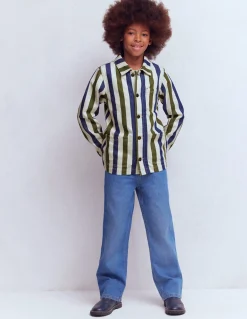 Boden Manteaux & Vestes|Ensembles Assortis-Veste style vêtement de travail en toile Rayé bleu et vert