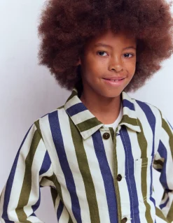 Boden Manteaux & Vestes|Ensembles Assortis-Veste style vêtement de travail en toile Rayé bleu et vert