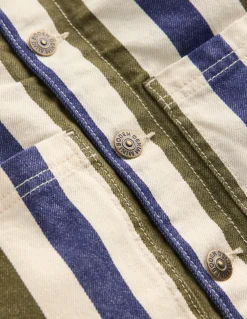 Boden Manteaux & Vestes|Ensembles Assortis-Veste style vêtement de travail en toile Rayé bleu et vert