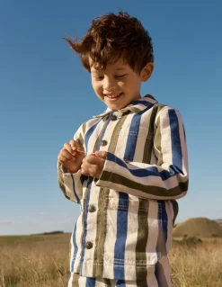 Boden Manteaux & Vestes|Ensembles Assortis-Veste style vêtement de travail en toile Rayé bleu et vert