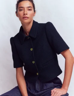 Boden Tenues De Travail|Manteaux & Vestes-Veste texturée à manches courtes Bleu marine