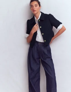 Boden Tenues De Travail|Manteaux & Vestes-Veste texturée à manches courtes Bleu marine