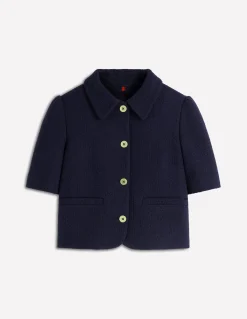 Boden Tenues De Travail|Manteaux & Vestes-Veste texturée à manches courtes Bleu marine