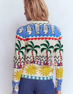 Boden Pulls & Gilets-Veste-chemise en maille jacquard Ivoire chaud, motif fantaisie