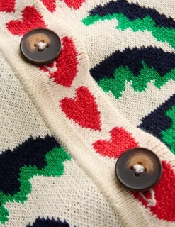 Boden Pulls & Gilets-Veste-chemise en maille jacquard Ivoire chaud, motif fantaisie